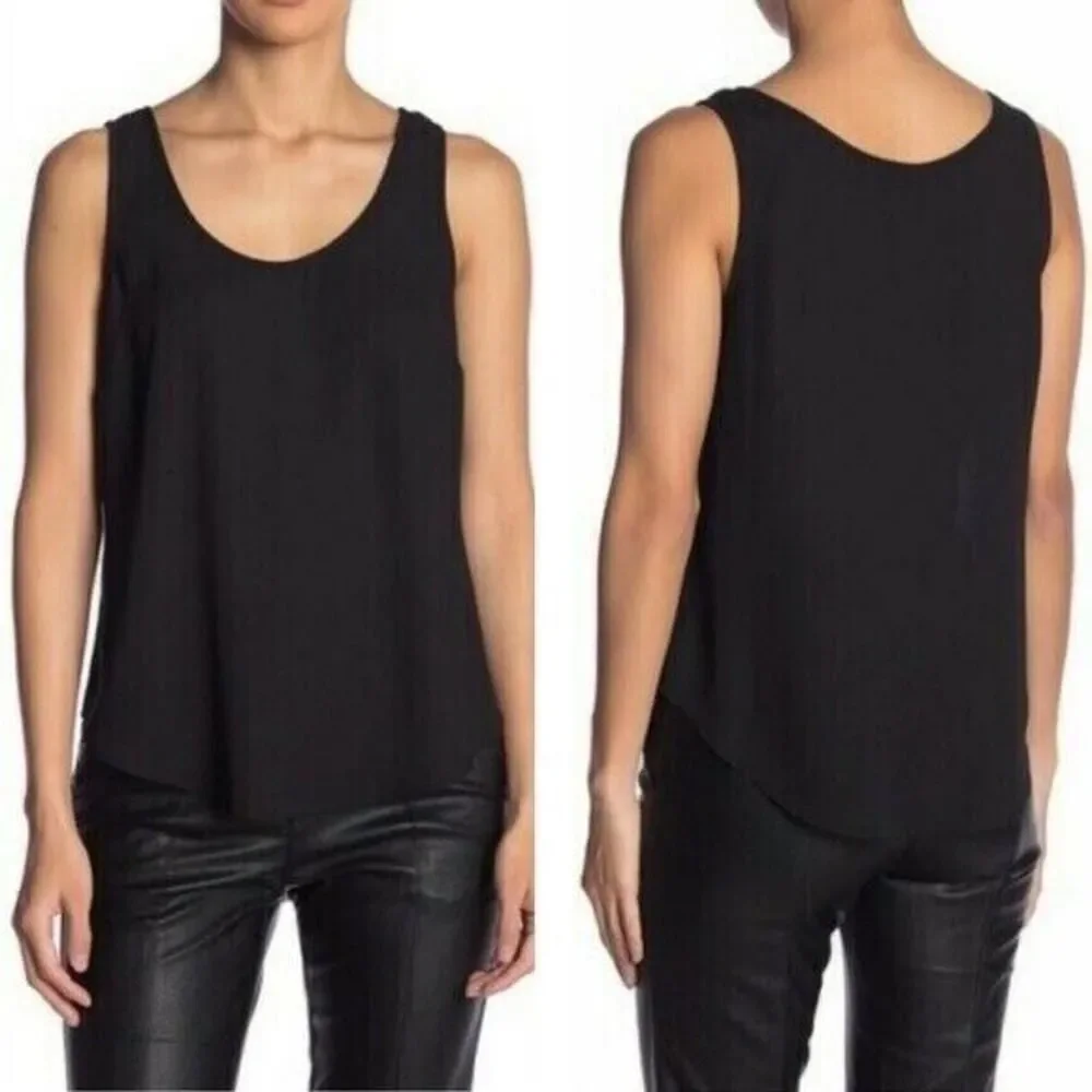 $85 J. Crew Black Scoop Neck Sleeveless Tank Top Flowy Blouse Designer EUC M